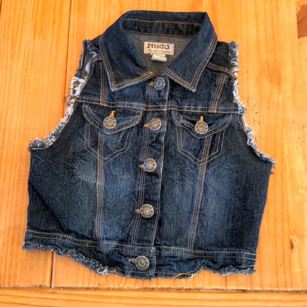 Girls Mudd Brand Sleeveless Jean Jacket, Size M (10-12)